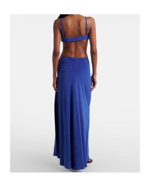 Christopher Esber Blue Cotton-Blend Terry Maxi Skirt