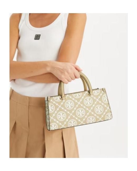 Tory Burch Metallic Small T Monogram-Embossed E/W Tote Bag