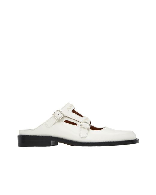 Marni White Leather Bambi 3.0 Loafer With Double Buckle
