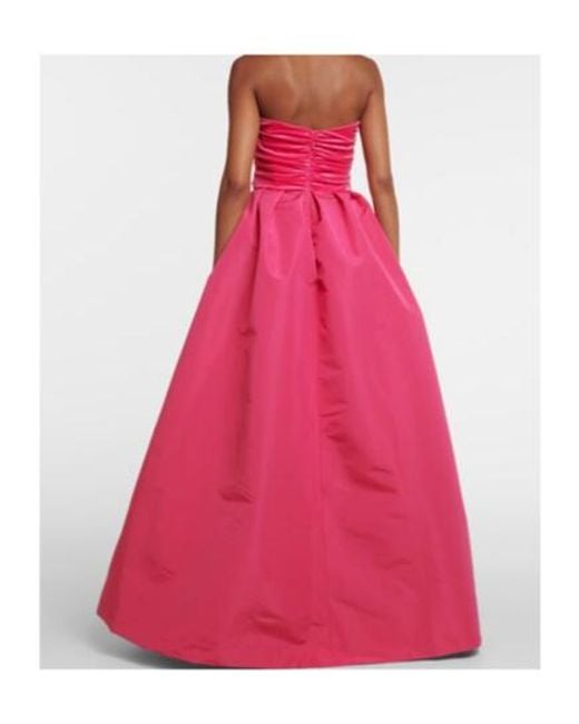 Monique Lhuillier Pink Strapless Silk Gown