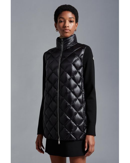 Moncler Black Padded Wool Cardigan