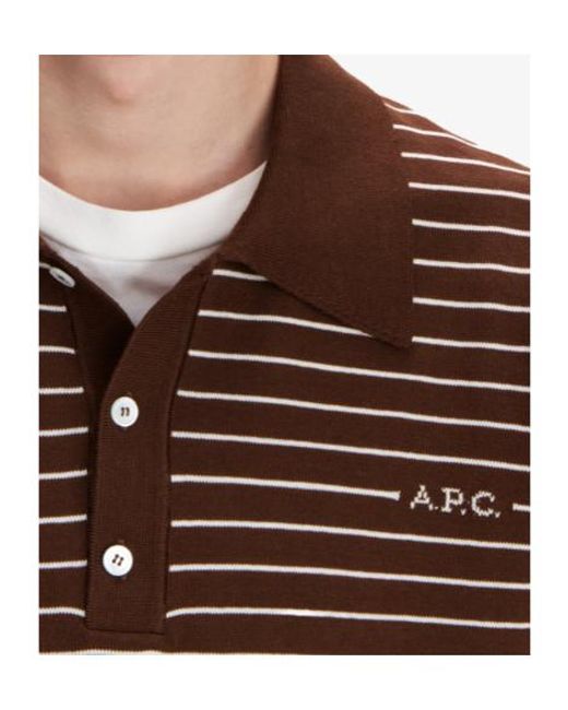 A.P.C. Brown Fitted Striped Polo for men