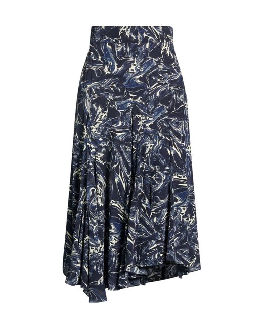 Isabel Marant Blue Solid-Colored Satin Midi Skirt