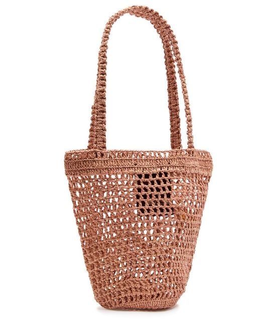 Chloé White Summer Banana Logo Raffia Tote