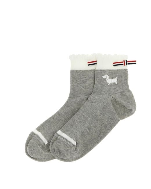 Thom Browne Gray Hector Intarsia-Knit Socks
