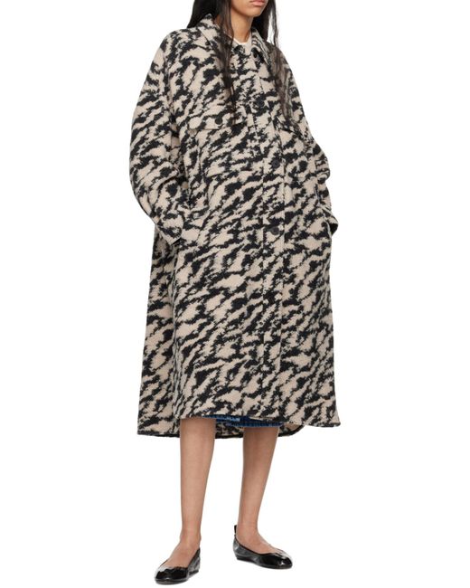 Isabel Marant Black Isabel Marant Étoile Fontizi Patterned Buttoned Coat