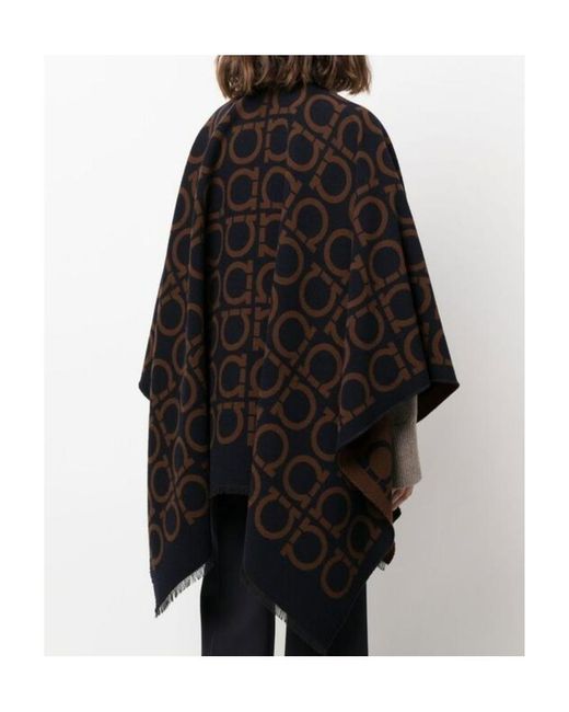 Ferragamo Black Logo Print Cloak