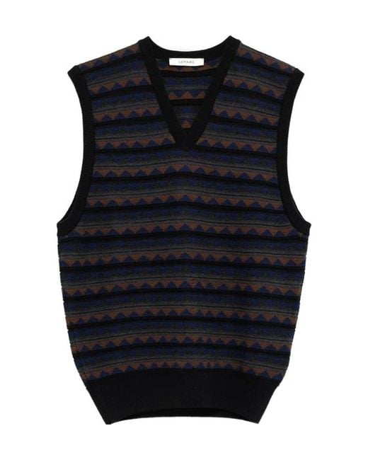 Lemaire Black V-Neck Pattern Vest for men