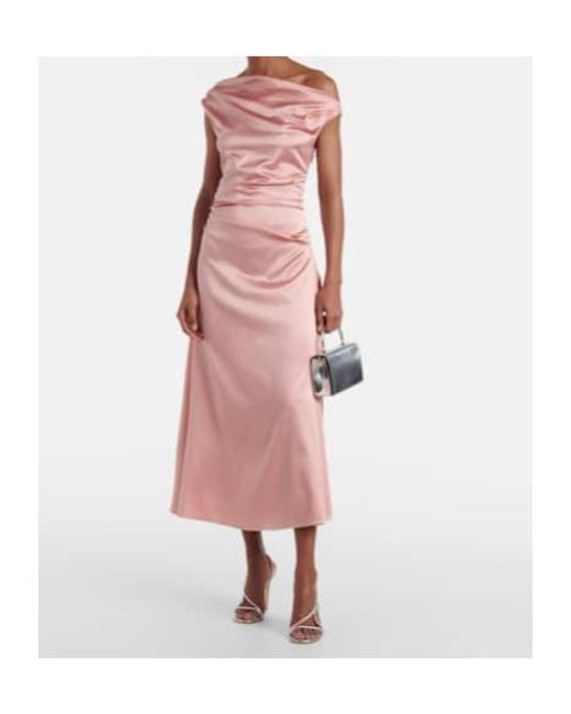 Staud Pink Elyse Silk-Blend Midi Dress