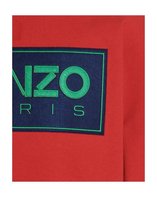 KENZO Red Logo Patch Crewneck Sweatshirt for men