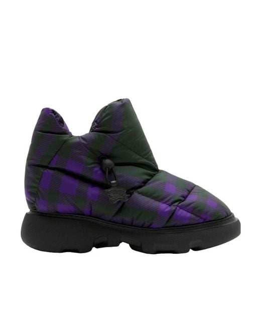 Burberry Blue Check Pillow Padded-Desigh Boots