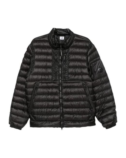 C P Company Black Long-Sleeve Stand-Collar Down Jacket for men