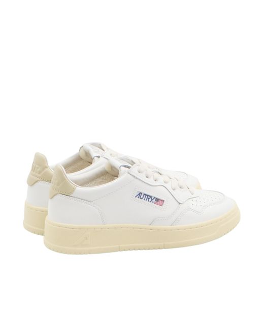 Autry White Medalist Lace-Up Sneakers