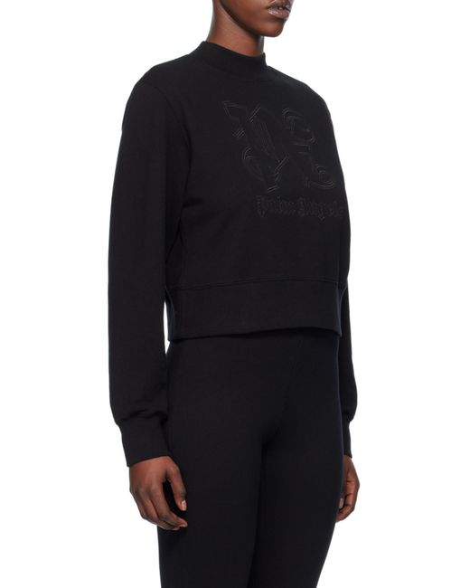 Palm Angels Black Monogram Detailed Crewneck Sweatshirt