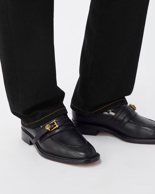 Versace Black Primo Leather Loafers for men