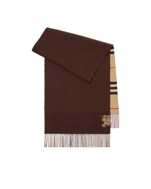 Burberry Brown Wide Reversible Check Cashmere Scarf