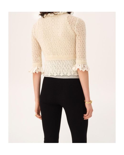 Chloé White Ruffled Cropped Cardigan