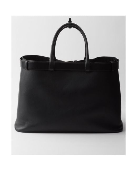Prada Black Buckle Leather Bag With Belt for men