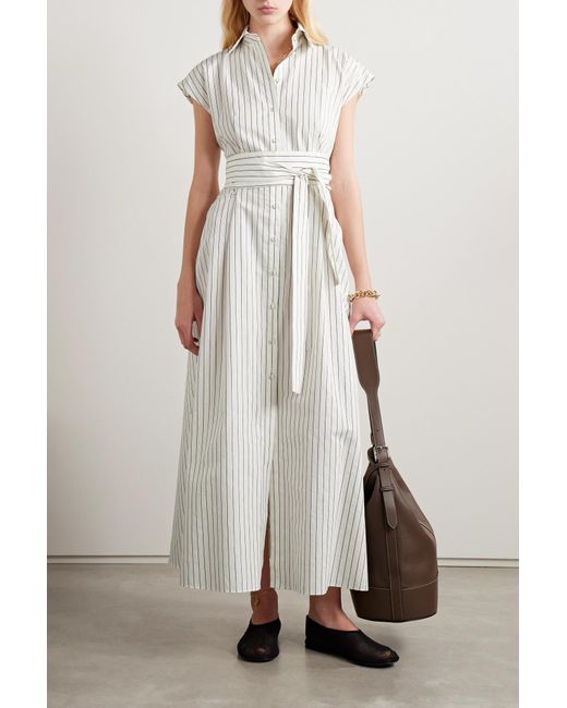 Adam Lippes White Vintage Striped Shirt Dress