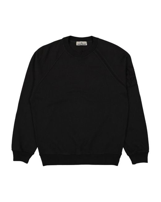 Stone Island Black Logo Detailed Crewneck Sweatshirt for men