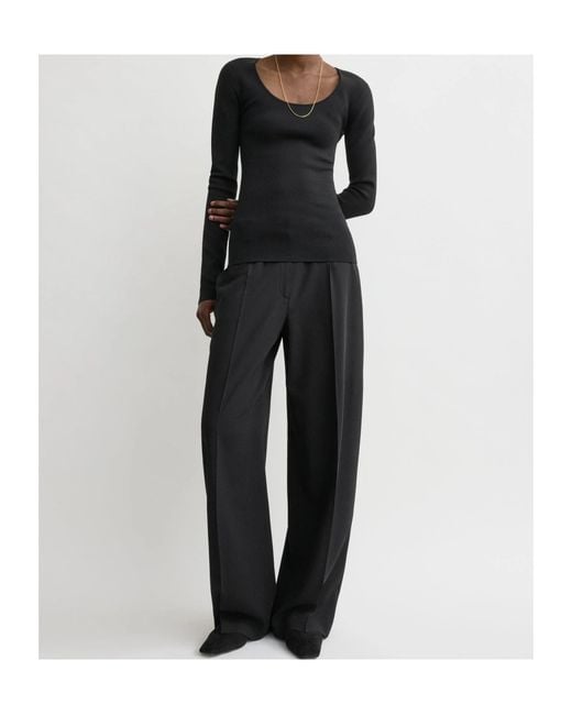 Totême  Black Totême Scoop Neck Knitted Top