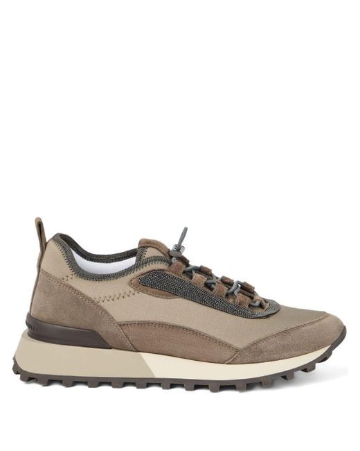 Brunello Cucinelli Brown Techno-Suede Runner Sneakers