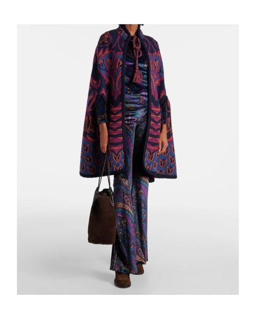 Etro Purple Jacquard Cape