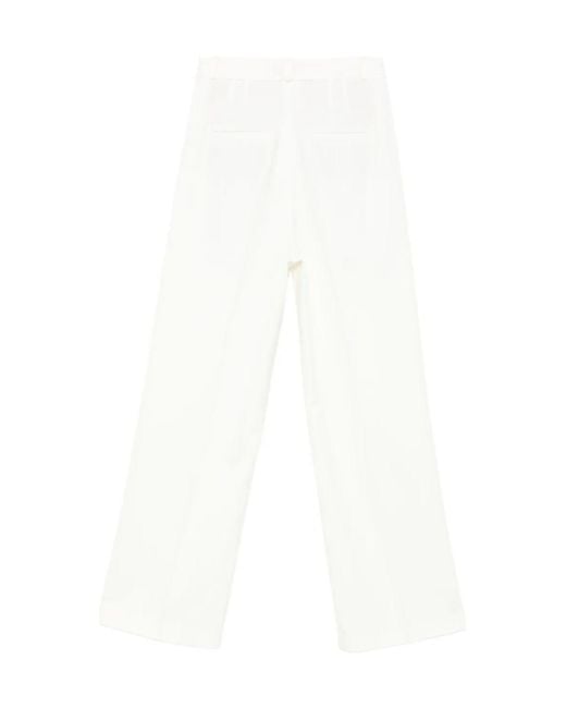 Rohe White Pleated Wool-Blend Trousers