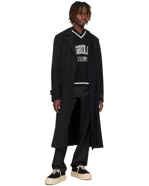 MM6 by Maison Margiela Black Numbers-Motif Straight-Leg Trousers for men