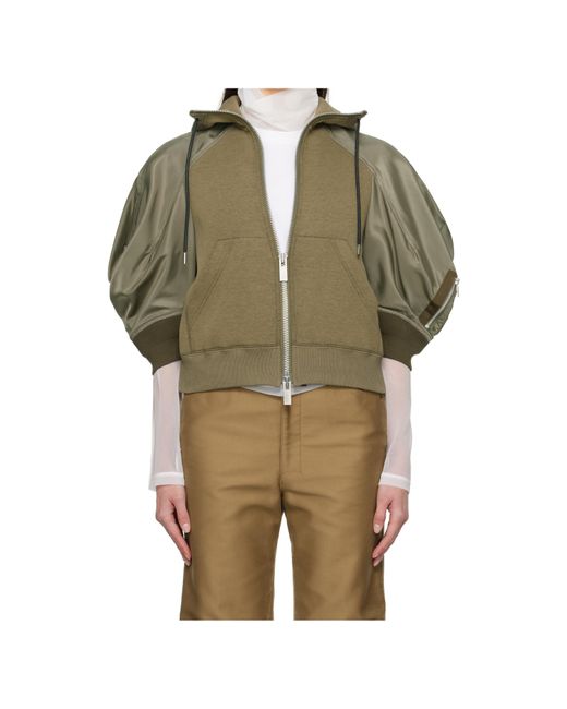 Sacai Green Long-Sleeved Spliced Jacket