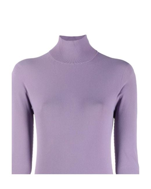 Bottega Veneta Purple Fine-Knit High-Neck Jumper