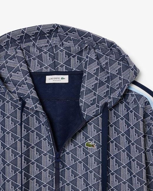 Lacoste Blue Jacquard Monogram Hoodie