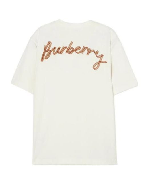 Burberry White Logo Cotton T-Shirt for men
