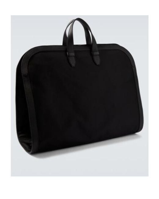 Brioni Black Leather-Trimmed Garment Bag for men