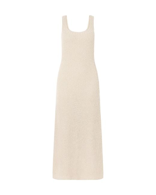 Khaite White Lex Crocheted Silk And Cotton-Blend Midi Dress