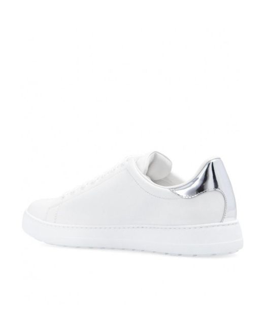 Ferragamo White Gancini-Print Lace-Up Sneakers for men