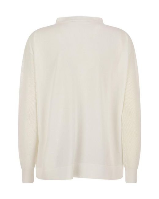 Max Mara White Round-Neck Long-Sleeved Pullover