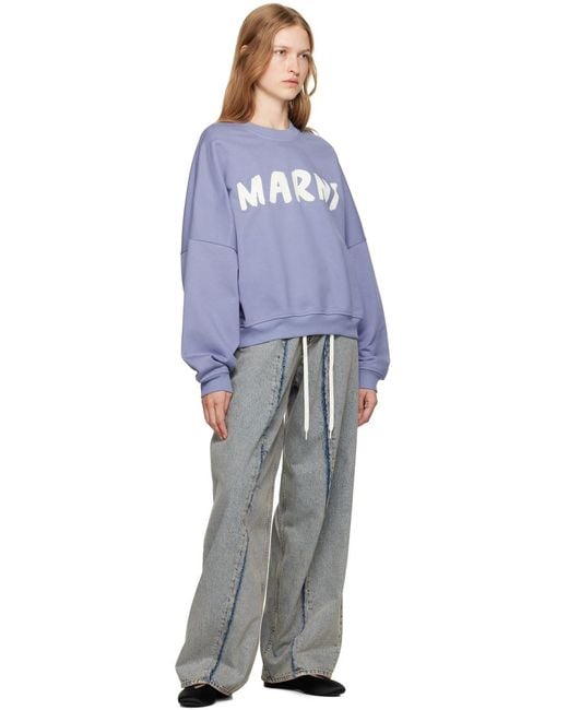 Marni Blue Logo Printed Crewneck Sweatshirt