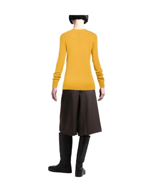 Max Mara Yellow Crew-Neck Knit Top