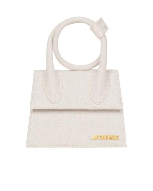 Jacquemus White Le Chiquito Noeud Logo Plaque Tote Bag