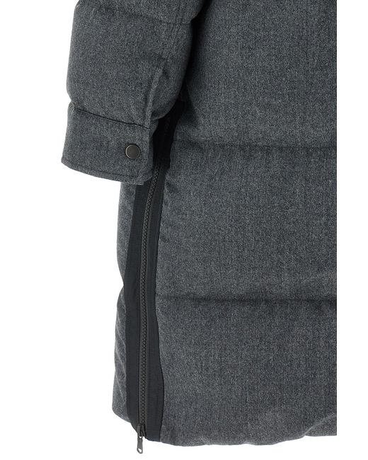 Brunello Cucinelli Gray 'shiny Zipper Pull' Long Down Jacket