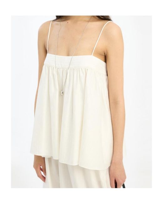 ROTATE BIRGER CHRISTENSEN White Striped Pleated A-Line Top