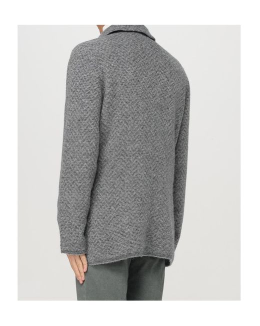 Lardini Gray Brooch-Detailed Tailored Blazer for men