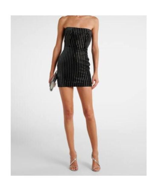Alex Perry Black Embellished Strapless Minidress