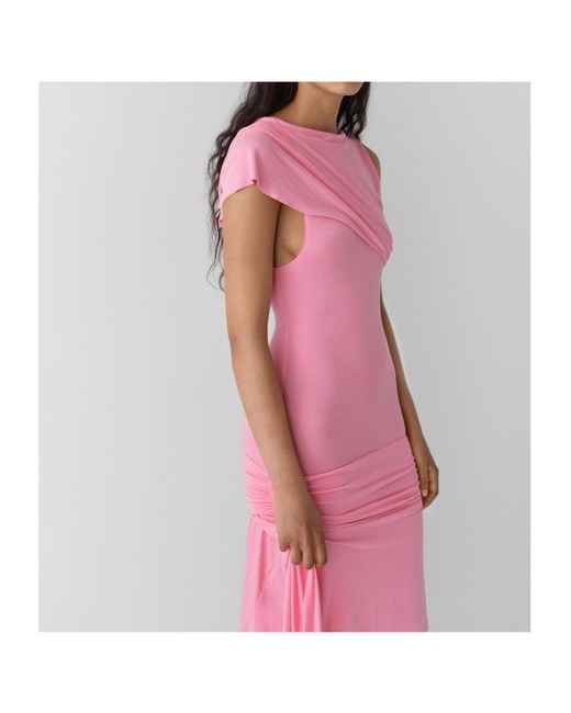 GIMAGUAS Pink Annika Draped Midi Dress
