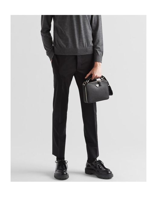 Prada Black Wool Belt Loop Casual Pants for men