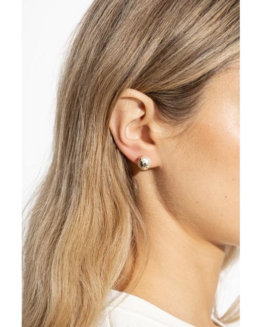 Tory Burch Metallic Pearl Logo Earrings