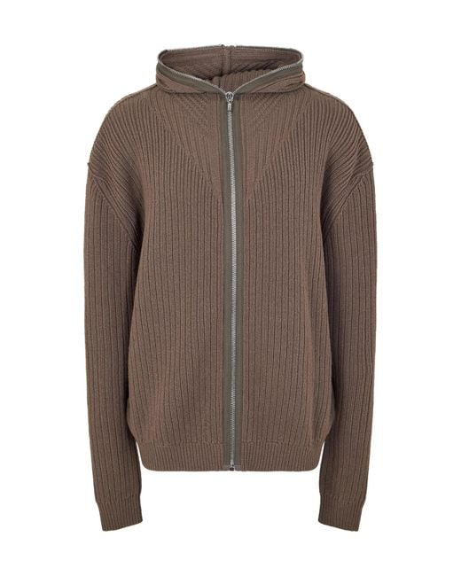 Rick Owens Brown Solid-Color Zip Hoodie for men