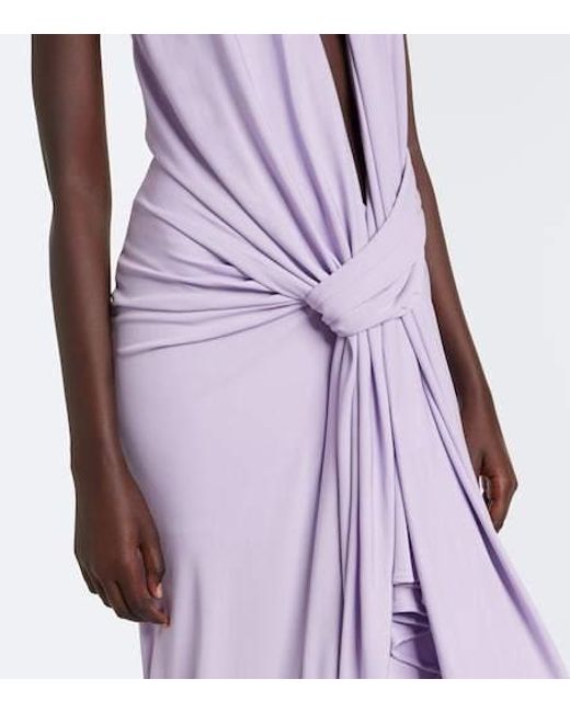 Christopher Esber Purple Spire Cascade Draped Midi Dress