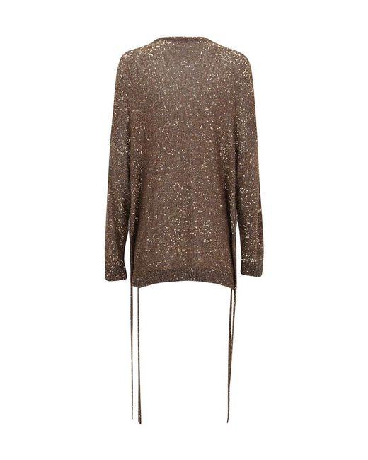 Stella McCartney Brown Sequinned Long-Sleeved Jumper